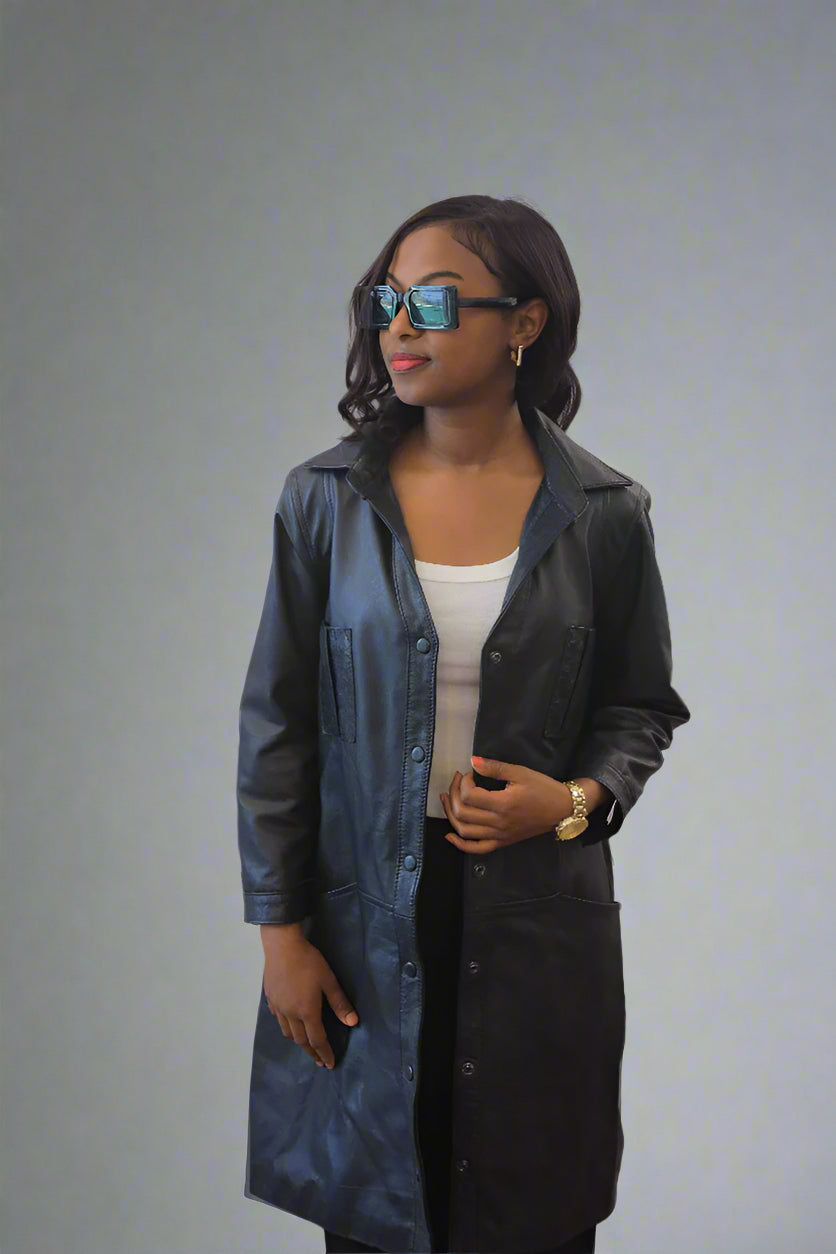 Leather Trench Coat – Premium Brown Leather Trench Coat for Women